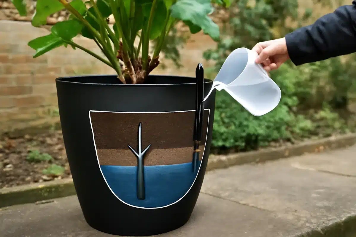 Comment fonctionnent réellement les pots auto-arrosants XXL ? — Le principe repose sur une réserve d’eau intégrée au pot et sur la capillarité du substrat. L’eau remonte progressivement vers les racines quand la plante en a besoin, ce qui évite les