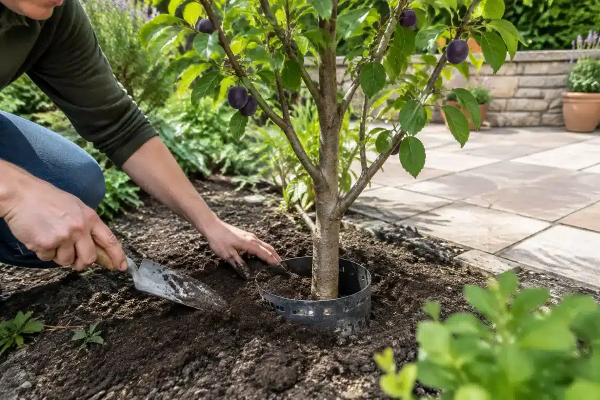 Comment choisir le porte‑greffe d'un prunier pour un petit jardin sans abîmer dalles et allées ?