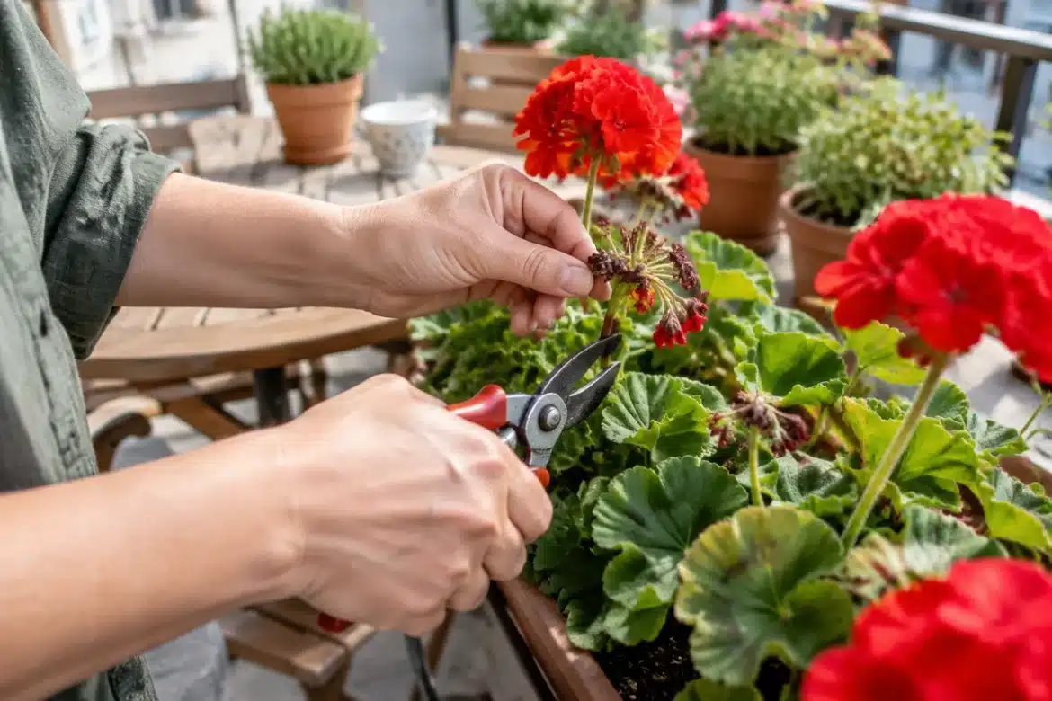 Comment relancer la floraison des géraniums en supprimant les fleurs fanées ?